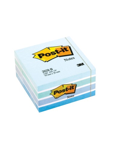 Bloc de notas adhesivas quita y pon post it 76x76 mm cubo color azul pastel 450 hojas