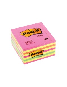 Bloc de notas adhesivas quita y pon post it 76x76 mm cubo color rosa neon 450 hojas