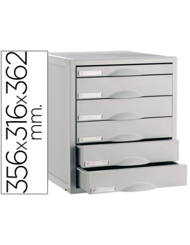 Fichero cajones de sobremesa 8206c 356x316x362 mm 6 cajones color gris