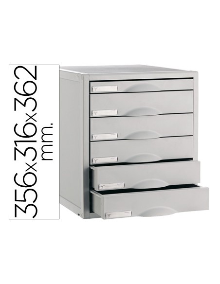 Fichero cajones de sobremesa 8206c 356x316x362 mm 6 cajones color gris