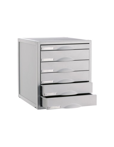 Fichero cajones de sobremesa 8206c 356x316x362 mm 6 cajones color gris