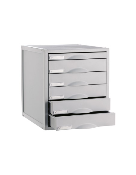 Fichero cajones de sobremesa 8206c 356x316x362 mm 6 cajones color gris