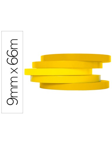 Cinta adhesiva q connect 66m x 9mm amarilla para cerrar bolsas