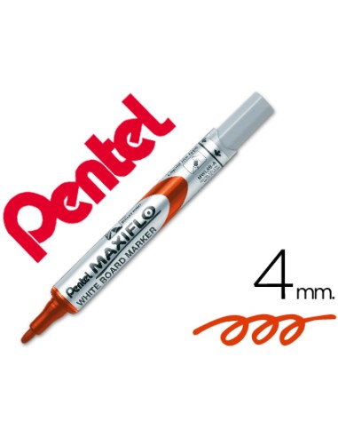 Rotulador maxiflo pentel para pizarra blanca color rojo