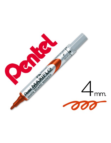 Rotulador maxiflo pentel para pizarra blanca color rojo