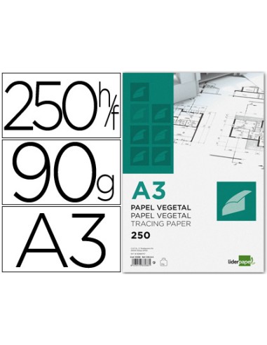 Papel dibujo liderpapel 297x420mm 90g m2 vegetal