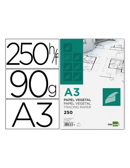 Papel dibujo liderpapel 297x420mm 90g m2 vegetal