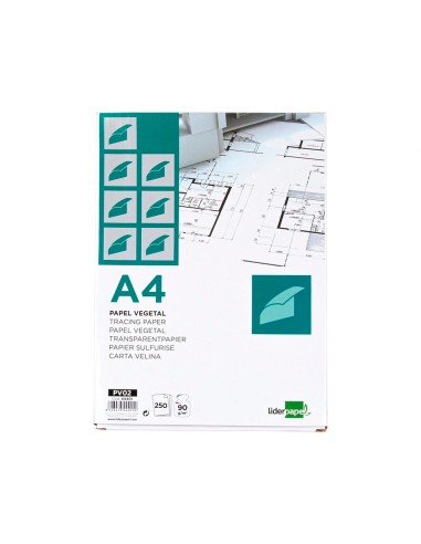 Papel dibujo liderpapel 210x297mm 90g m2 vegetal