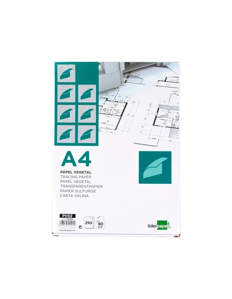 Papel dibujo liderpapel 210x297mm 90g m2 vegetal