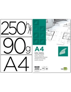 Papel dibujo liderpapel 210x297mm 90g m2 vegetal