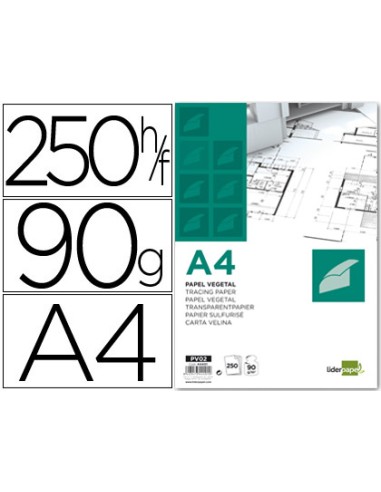 Papel dibujo liderpapel 210x297mm 90g m2 vegetal