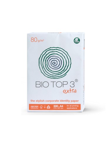 Papel fotocopiadora biotop 80g extra ecologico din a4 paquete de 500 hojas