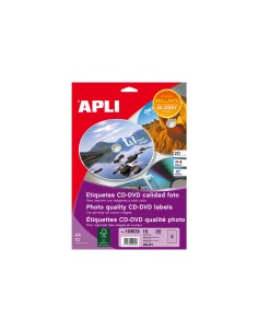 Etiqueta adhesiva apli 10603 tamano cd rom 117 mm para fotocopiadora laser ink jet caja con 10 hojas 20 etiquetas