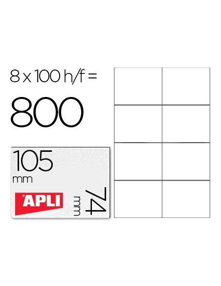Etiqueta adhesiva apli 1279 tamano 105x74 mm para fotocopiadora laser ink jet caja con 100 hojas din a4