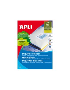 Etiqueta adhesiva apli 1299 tamano 105x29 mm para fotocopiadora laser ink jet caja con 100 hojas din a4