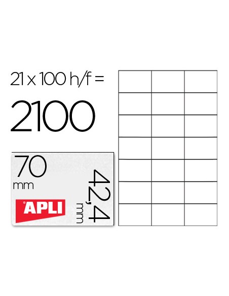 Etiqueta adhesiva apli 1276 tamano 70x424 mm para fotocopiadora laser ink jet caja con 100 hojas din a4