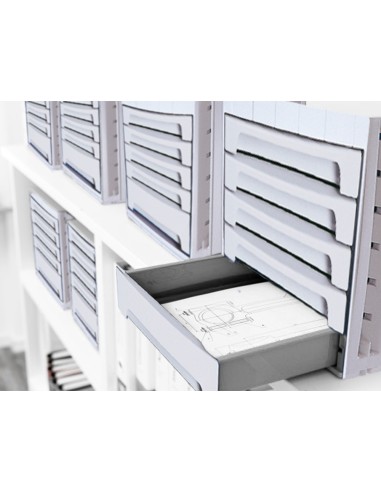 Fichero cajones de sobremesa archivo 2000 305x370x215 mm bandeja organizadora superior 5 cajones gris opaco