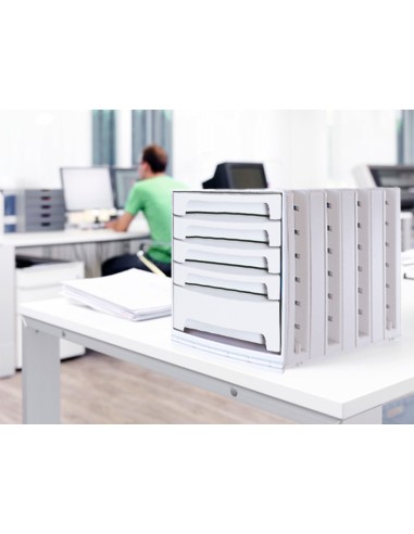 Fichero cajones de sobremesa archivo 2000 305x370x215 mm bandeja organizadora superior 5 cajones gris opaco