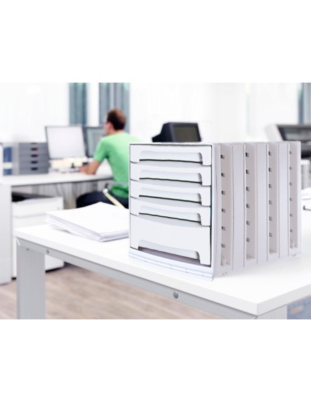 Fichero cajones de sobremesa archivo 2000 305x370x215 mm bandeja organizadora superior 5 cajones gris opaco