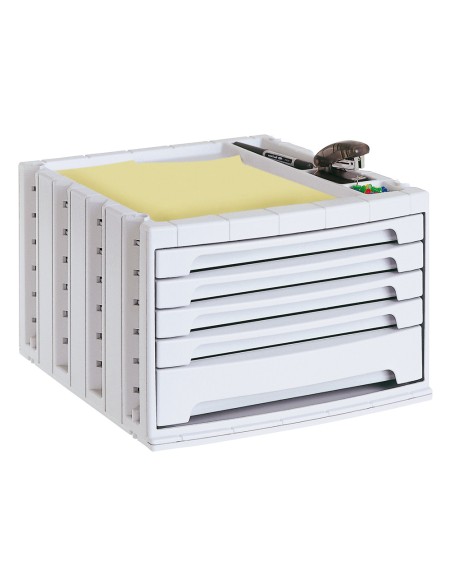 Fichero cajones de sobremesa archivo 2000 305x370x215 mm bandeja organizadora superior 5 cajones gris opaco