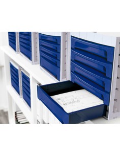 Fichero cajones de sobremesa archivo 2000 305x370x215 mm bandeja organizadora superior 5 cajones azul opaco