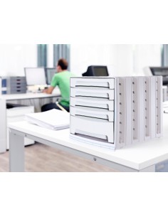 Fichero cajones de sobremesa archivo 2000 305x370x215 mm bandeja organizadora superior 6 cajones gris opaco