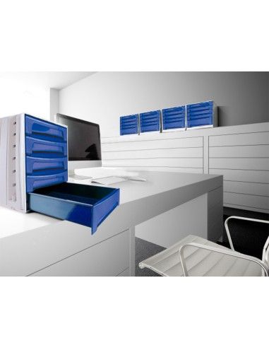 Fichero cajones de sobremesa archivo 2000 305x370x215 mm bandeja organizadora superior 6 cajones azul opaco