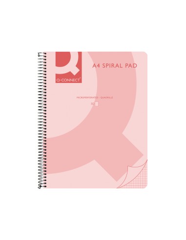 Cuaderno espiral q connect a4 micro tapa plastico 80h 70g horizontal sin bandas 4 taladros rosa