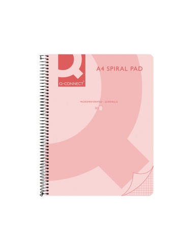 Cuaderno espiral q connect a5 micro tapa plastico 80h 70g cuadro 5mm sin bandas 6 taladros rosa