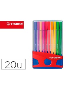 Rotulador stabilo punta de fibra pen 68 color parade estuche de 20 unidades colores surtidos