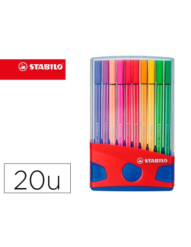 Rotulador stabilo punta de fibra pen 68 color parade estuche de 20 unidades colores surtidos