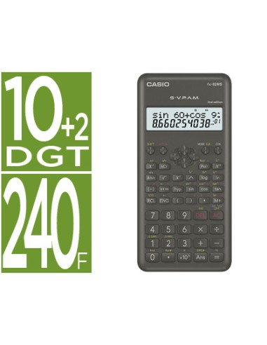 Calculadora casio fx 82msii cientifica 240 funciones pantalla de dos lineas