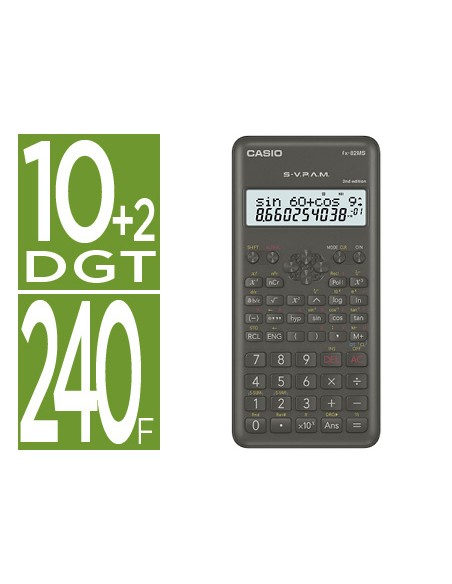 Calculadora casio fx 82msii cientifica 240 funciones pantalla de dos lineas