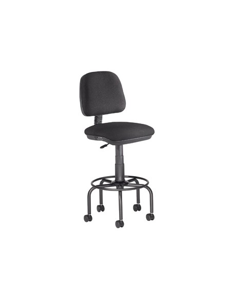 Taburete con respaldo rocada para mesa de dibujo negro regulable en altura hasta 725 mm tela ignifuga Taburete con respaldo rocada para mesa de dibujo negro regulable en altura hasta 725 mm tela ignifuga