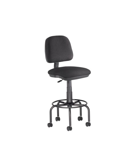 Taburete con respaldo rocada para mesa de dibujo negro regulable en altura hasta 725 mm tela ignifuga Taburete con respaldo rocada para mesa de dibujo negro regulable en altura hasta 725 mm tela ignifuga