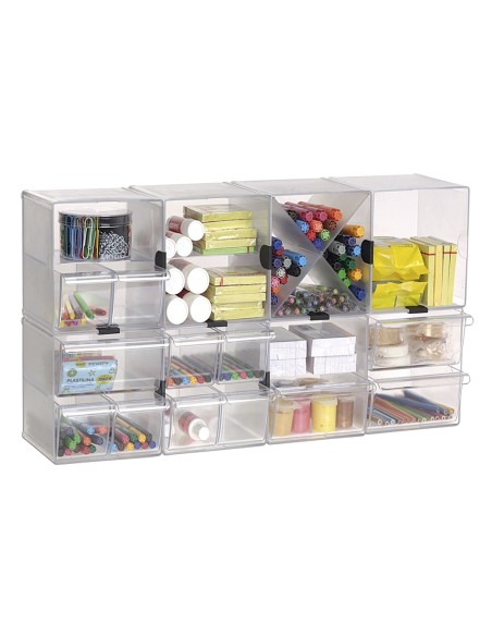 Archicubo archivo 2000 2 cajones organizador modular plastico 190x150x150 mm incluye 2 clips de sujecion