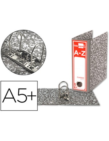 Archivador de palanca liderpapel cuarto apaisado classic red sin rado lomo 80mm gris compresor metalico