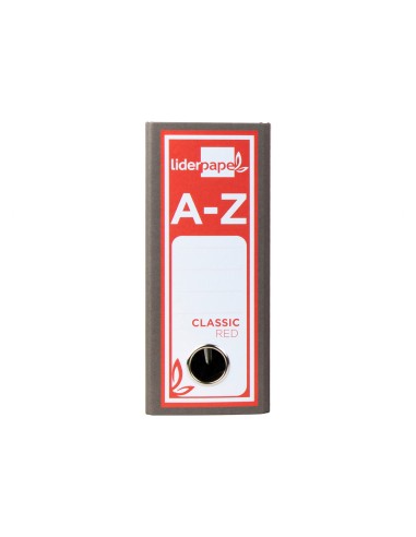 Archivador de palanca liderpapel cuarto apaisado classic red sin rado lomo 80mm gris compresor metalico