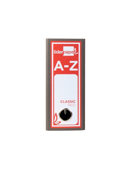 Archivador de palanca liderpapel cuarto apaisado classic red sin rado lomo 80mm gris compresor metalico