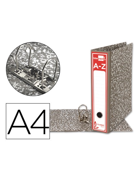 Archivador de palanca liderpapel a4 classic red carton entrecolado sin rado lomo 80mm gris compresor metalico