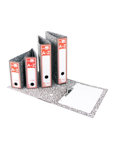 Archivador de palanca liderpapel folio classic red carton entrecolado sin rado lomo 80mm gris compresor metalico
