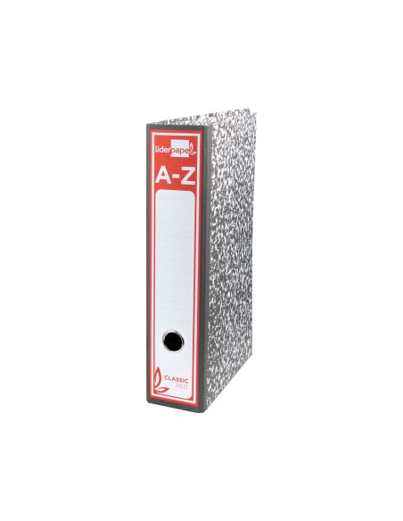 Archivador de palanca liderpapel folio classic red carton entrecolado sin rado lomo 80mm gris compresor metalico