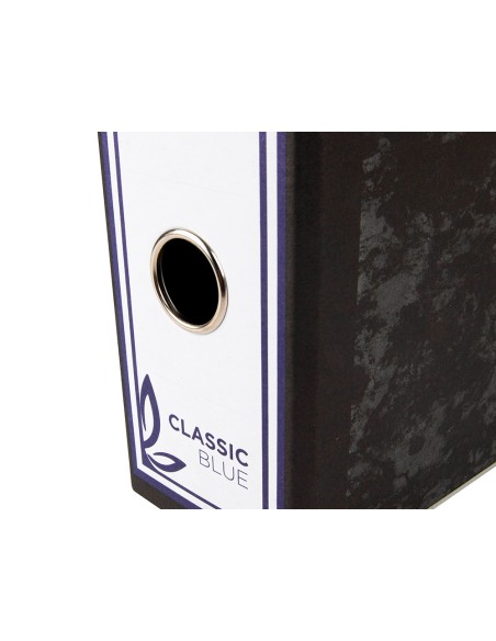 Archivador de palanca liderpapel folio classic blue carton entrecolado sin rado lomo 80mm negro compresor metal