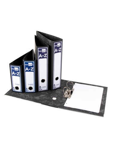 Archivador de palanca liderpapel folio classic blue carton entrecolado sin rado lomo 80mm negro compresor metal