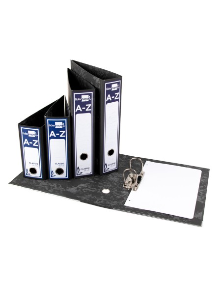 Archivador de palanca liderpapel folio classic blue carton entrecolado sin rado lomo 80mm negro compresor metal