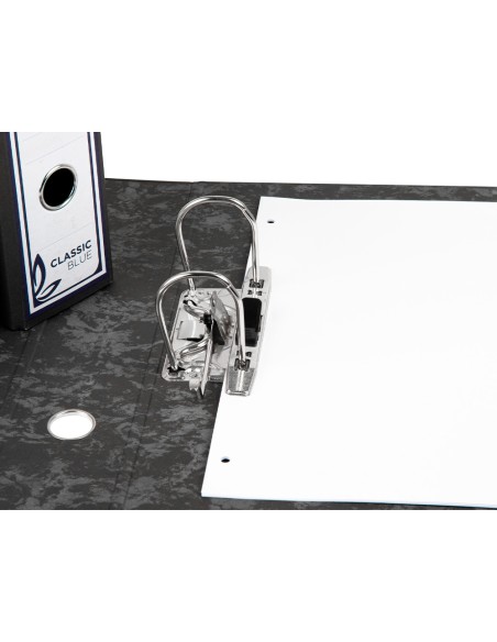 Archivador de palanca liderpapel cuarto apaisado classic blue sin rado lomo 80mm negro compresor metalico