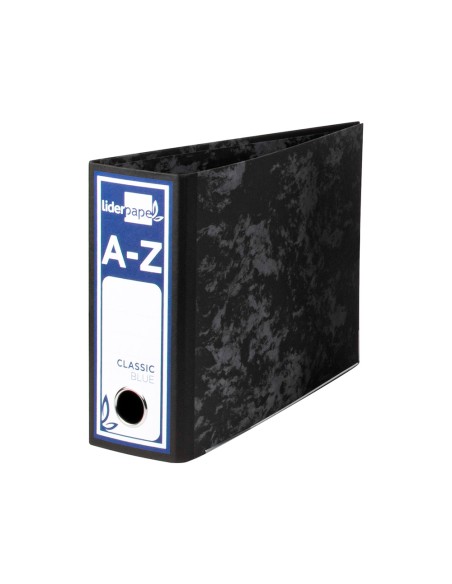 Archivador de palanca liderpapel cuarto apaisado classic blue sin rado lomo 80mm negro compresor metalico
