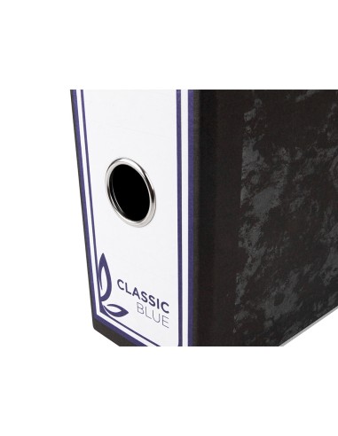 Archivador de palanca liderpapel cuarto apaisado classic blue sin rado lomo 80mm negro compresor metalico