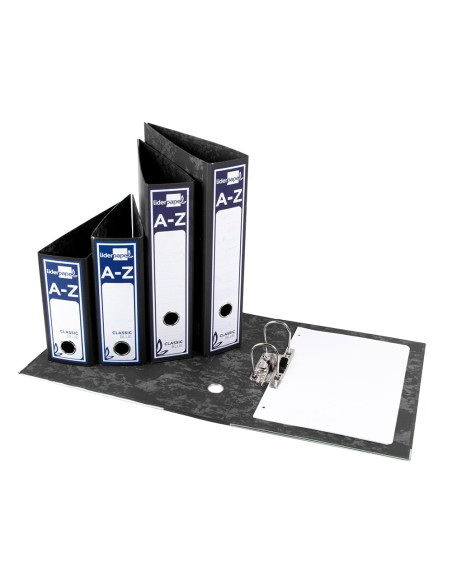 Archivador de palanca liderpapel cuarto classic blue sin rado lomo 80mm negro compresor metalico