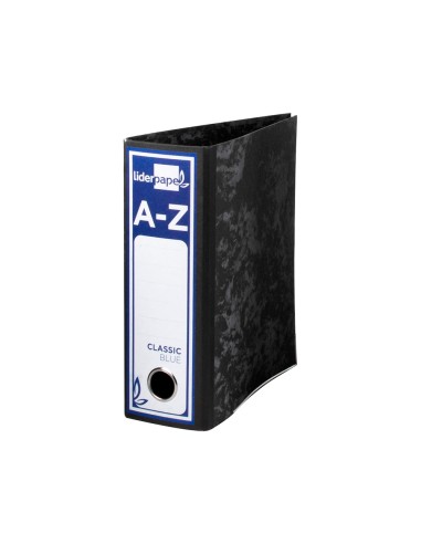 Archivador de palanca liderpapel cuarto classic blue sin rado lomo 80mm negro compresor metalico